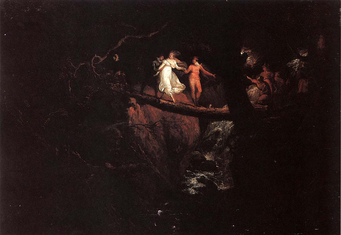 Lady Blanche Crosses the Ravine Guided by the Count and Saint Foix